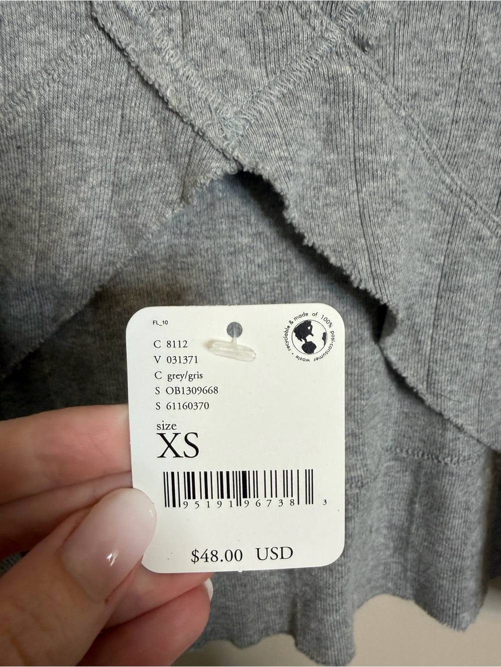We the Free NWT Free People Harper V-Neck Open Back‎ Cotton Tank Gray Size XS - Picture 5 of 6